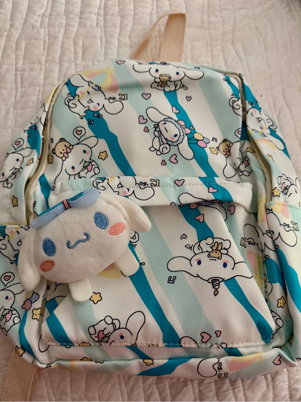 Mini Cinnamon Roll Backpack Bookbag- Blue/White